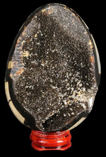 Septarian Dragon Egg Geode - Black Crystals #54569